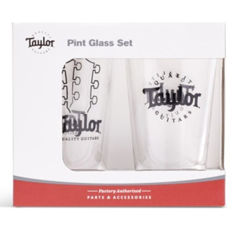 Taylor 1524 Pint Glasses,Blk Logo,2-Pack Design