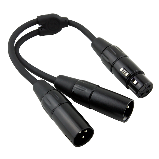 Pig Hog PYXF2XM 6" Y Cable, XLR(F)-Dual XLR(M)