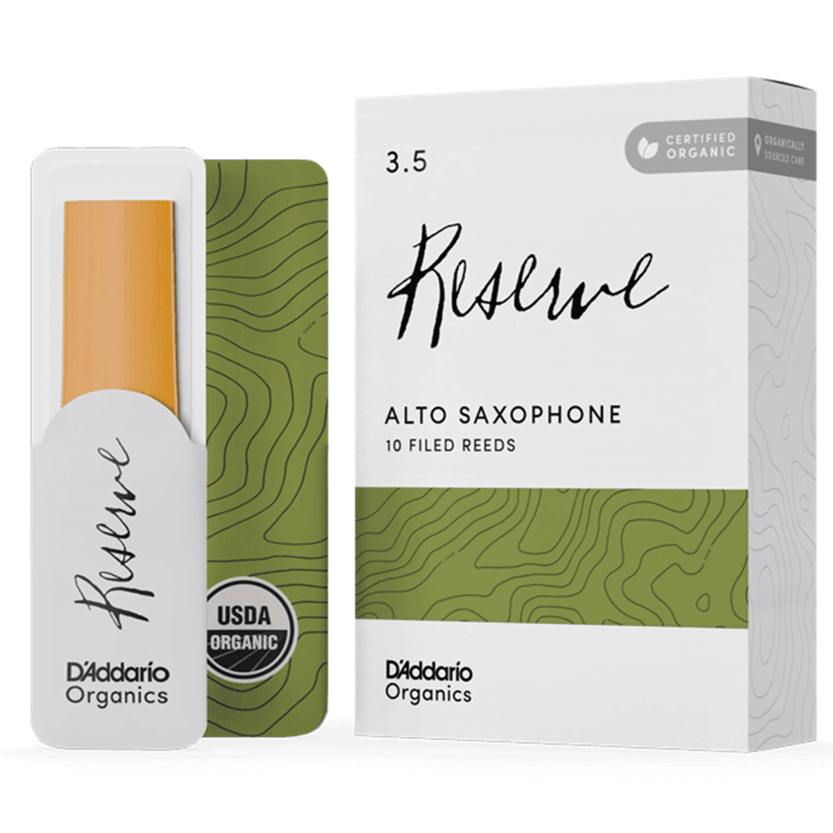 D'ADDARIO ODJR1035 #3.5 Organic Reserve Alto Saxophone Reeds, 10-pack - Ray's Midbell Music