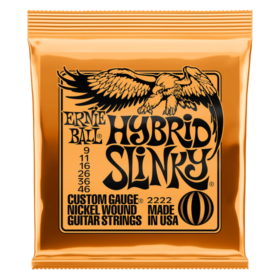 ERNIE BALL 2222 Hybrid Slinky Nickel Electric Guitar Strings (Orange)