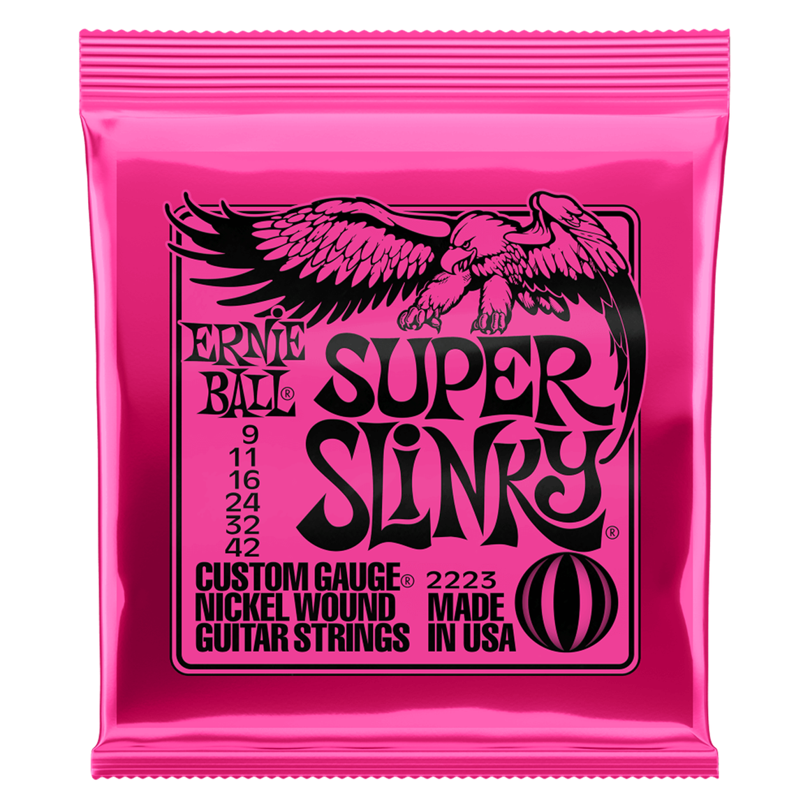 ERNIE BALL 2223 Super Slinky Nickel Electric Guitar Strings (Pink)