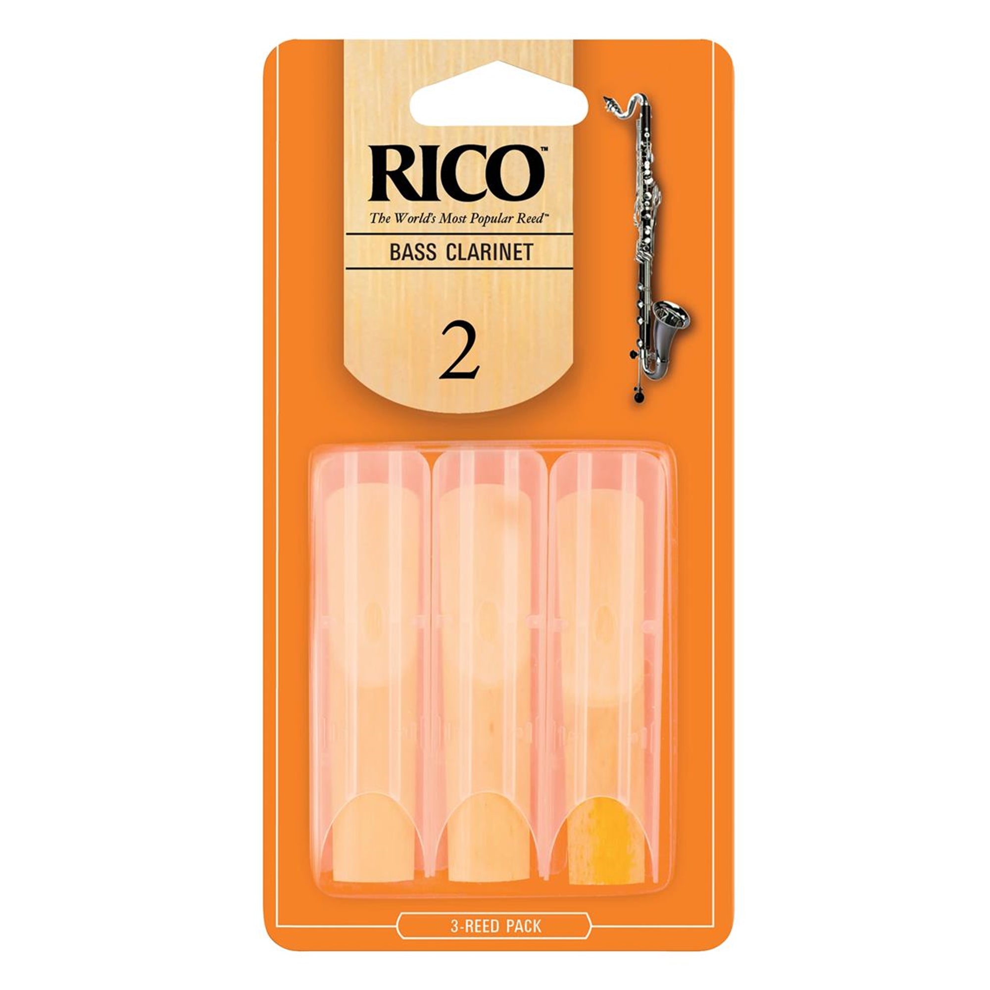 RICO REA0320 #2 Bass Clarinet Reeds, 3 Pack