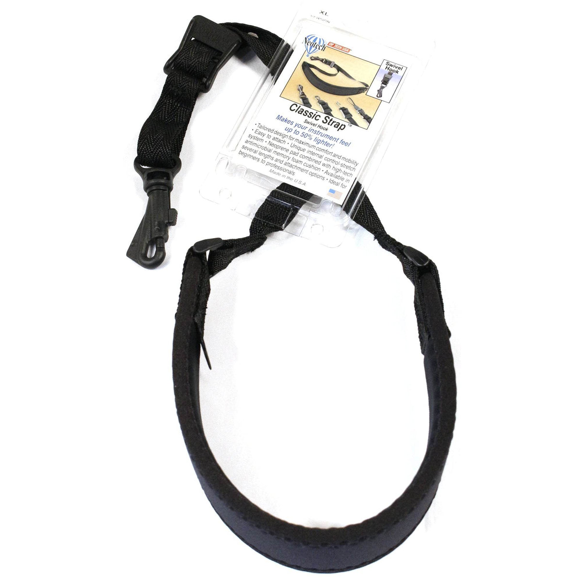 NEOTECH CSXLBKSW Classic XL Saxophone Neckstrap (Swivel Hook) - Ray's Midbell Music