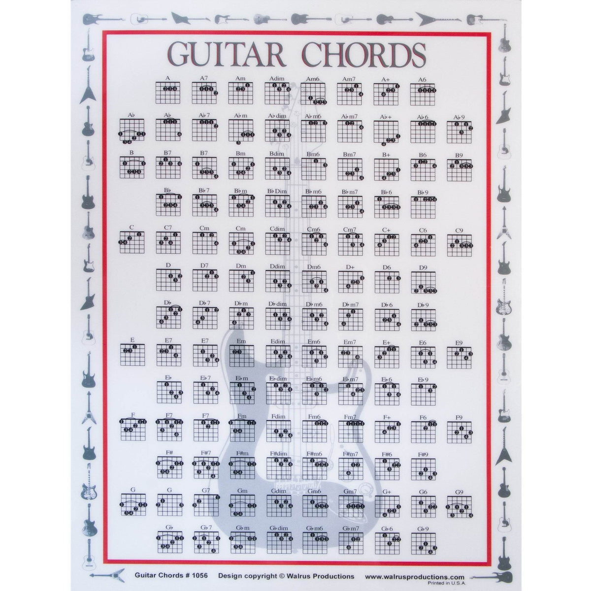 WALRUS PROD 1056 Guitar Chords Mini Chart - Ray's Midbell Music