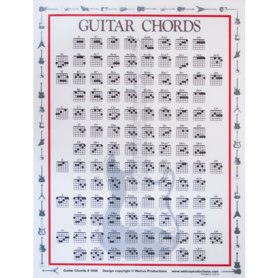 WALRUS PROD 1056 Guitar Chords Mini Chart