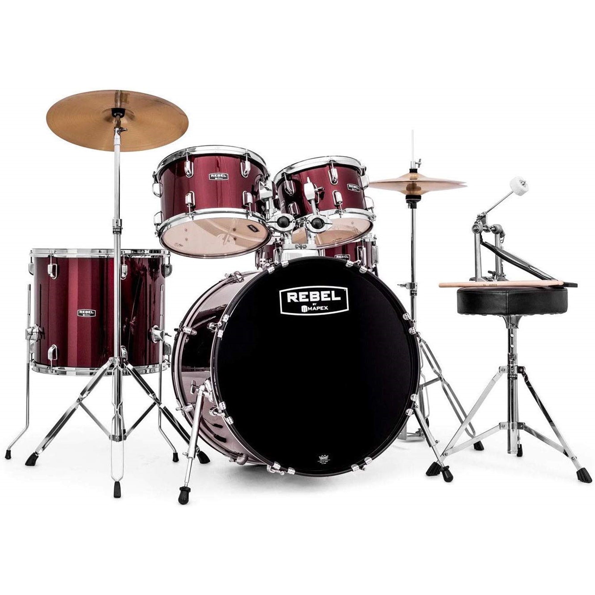 Mapex RB5294FTCDR Rebel Complete Drumset w/ 22" Bass (Red)