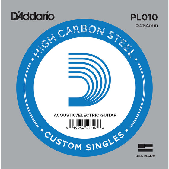 D'ADDARIO PL010 .010 Single Plain Steel String