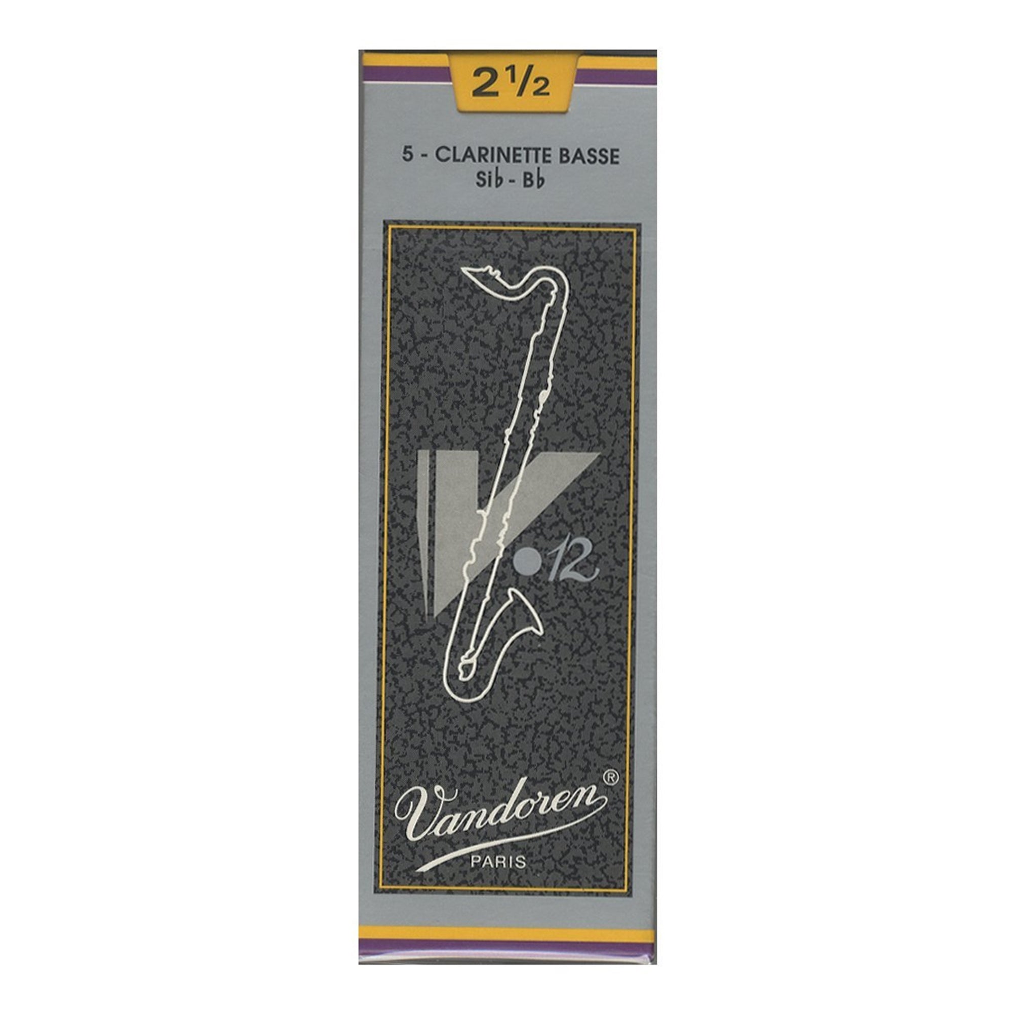 VANDOREN V12 CR6225 #2.5 Bass Clarinet Reeds, Box of 5