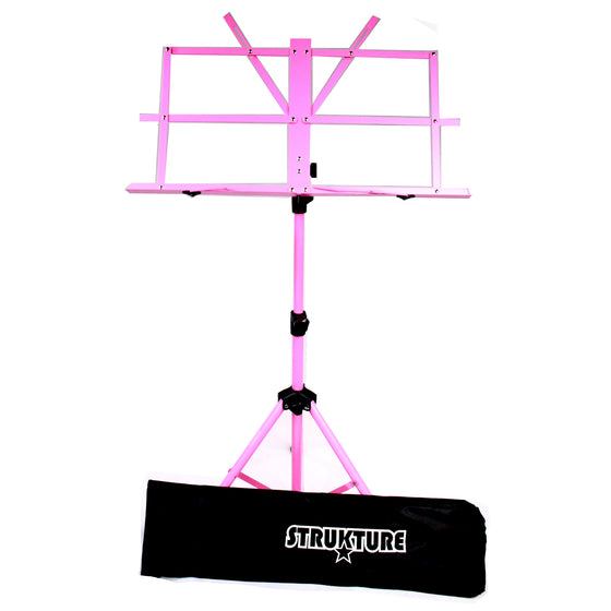 STRUKTURE SMS1XPK Pink Folding Music Stand w/ Bag