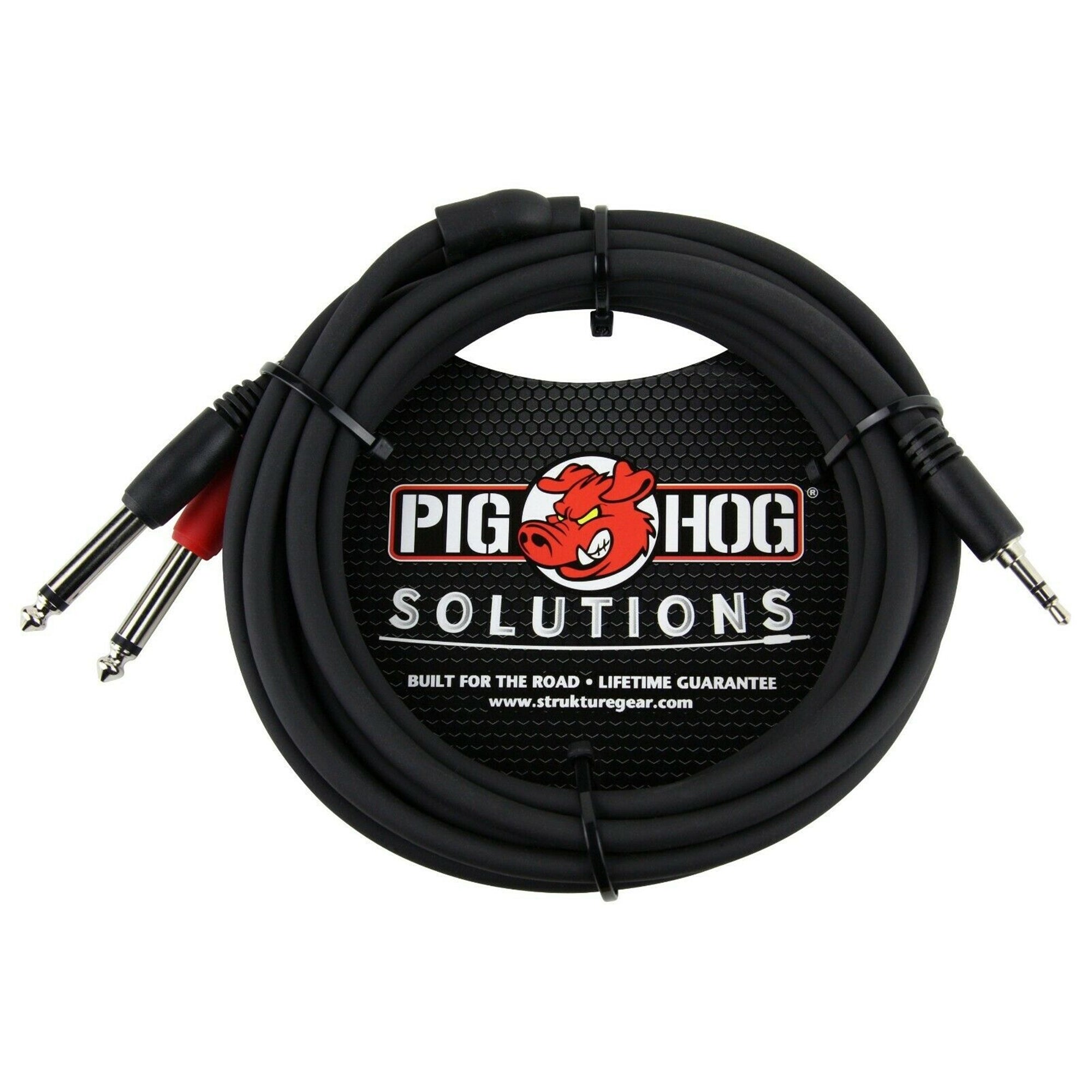 Pig Hog PBS3410 10' Stereo Breakout Cable, 1/8" to Dual 1/4"