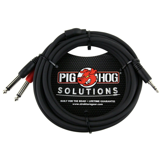 Pig Hog PBS3410 10' Stereo Breakout Cable, 1/8" to Dual 1/4"