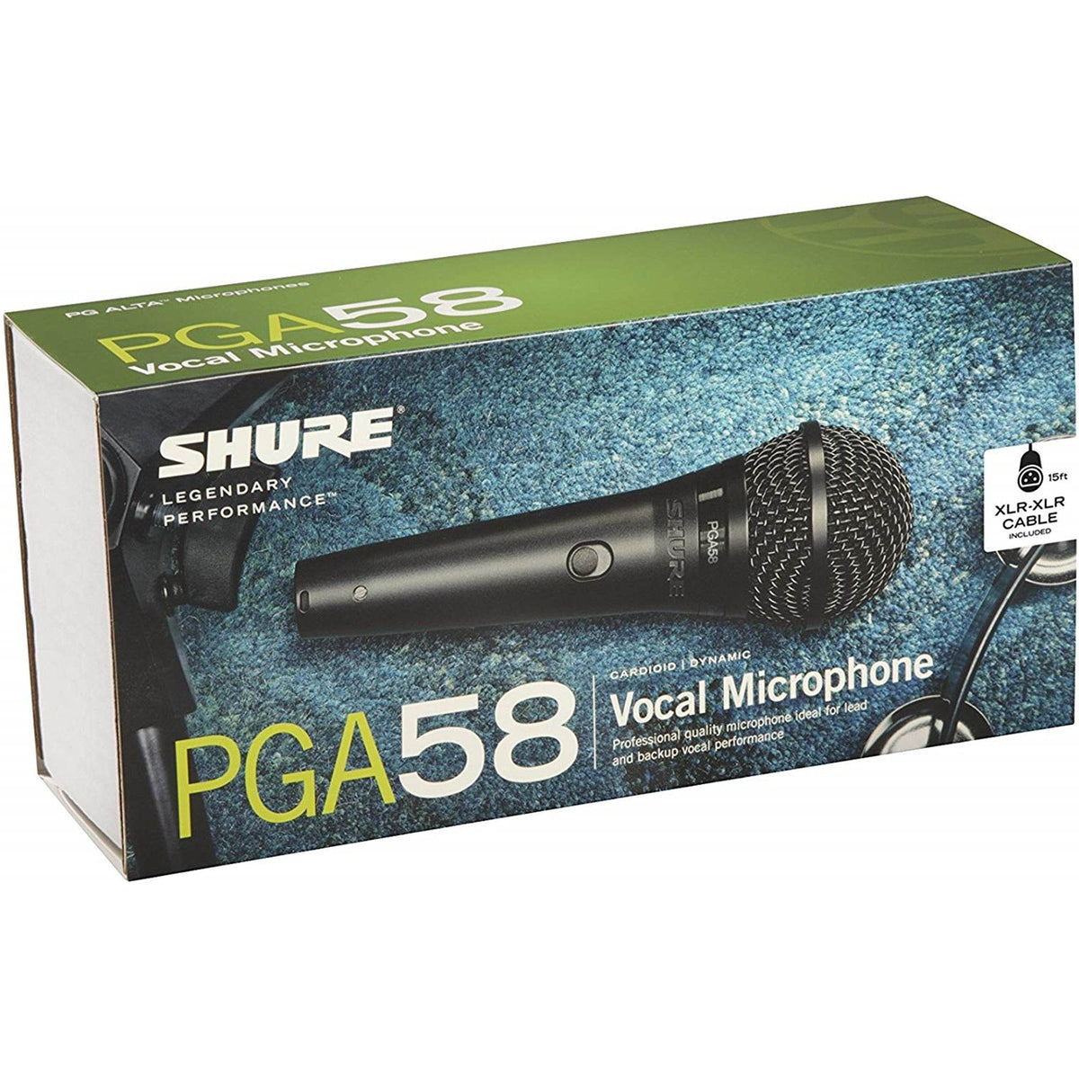SHURE PGA58XLR Vocal Microphone w/ XLR to XLR Cable - Ray's Midbell Music