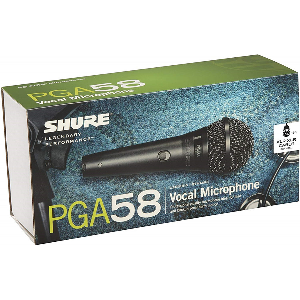 SHURE PGA58XLR Vocal Microphone w/ XLR to XLR Cable