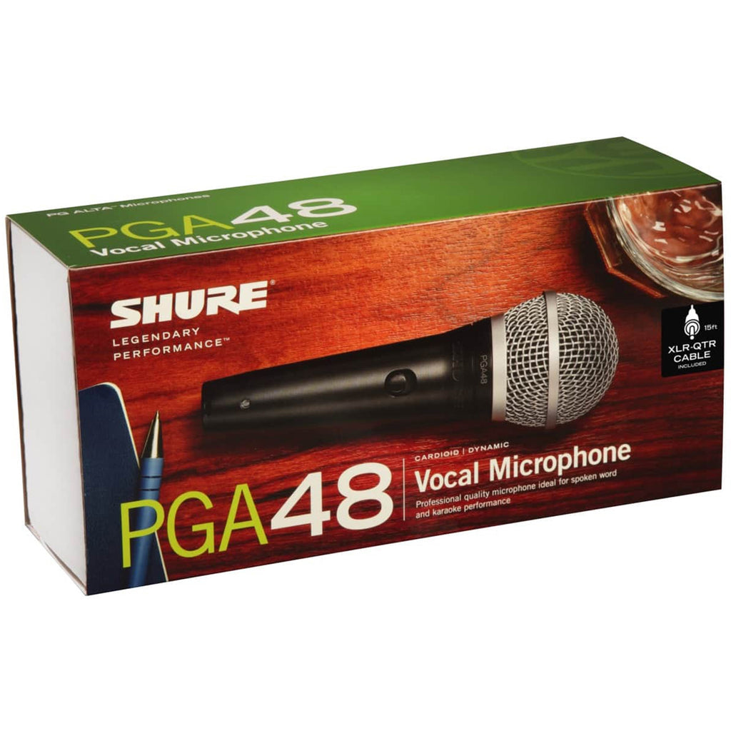 SHURE PGA48QTR Vocal Mic w/ XLR to Qtr Cable
