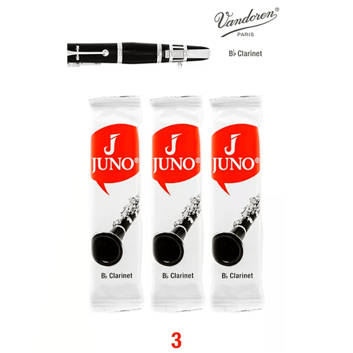 JUNO JCR0133 #3 Bb Clarinet Reed, Card Of 3 - Ray's Midbell Music