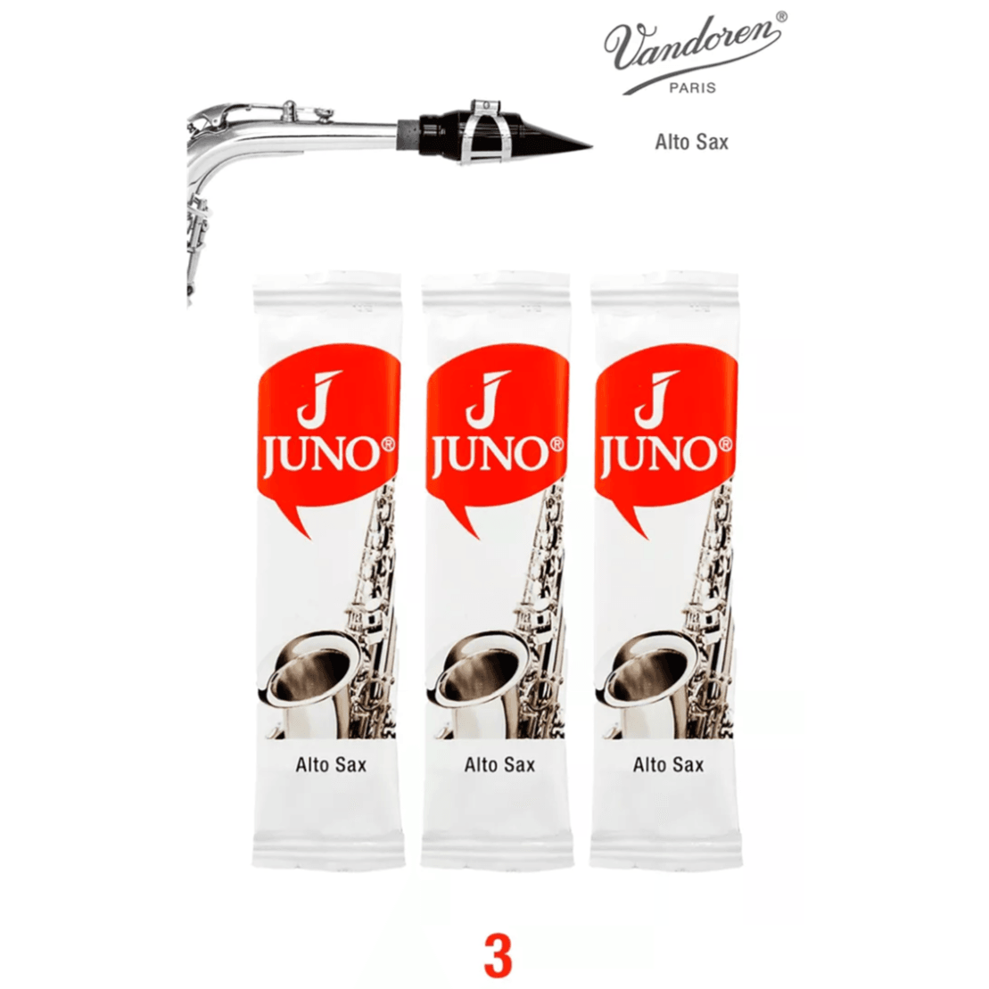 JUNO JSR6133 #3 Eb Alto Sax Reeds, Card Of 3 - Ray's Midbell Music