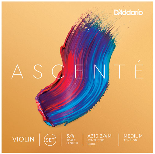 D'ADDARIO A31034M Ascente Violin String Set, 3/4 Scale, Medium Tension
