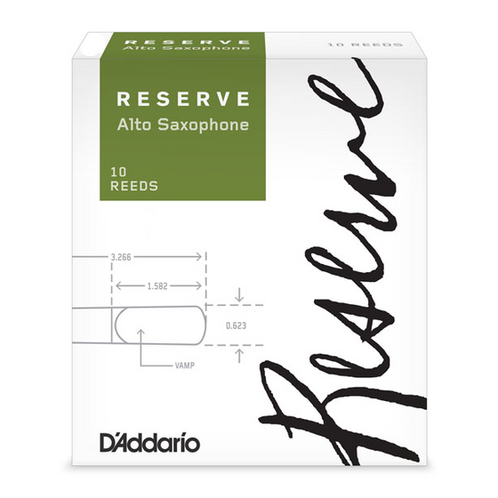 D'ADDARIO DJR1020 #2 Reserve Alto Sax Reeds, Box of 10