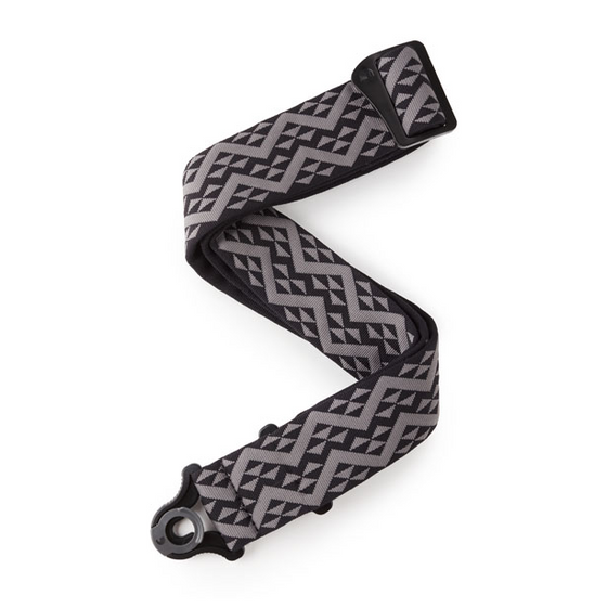 D'ADDARIO 50BAL03 Auto Lock Guitar Strap, Black Padded Geometric