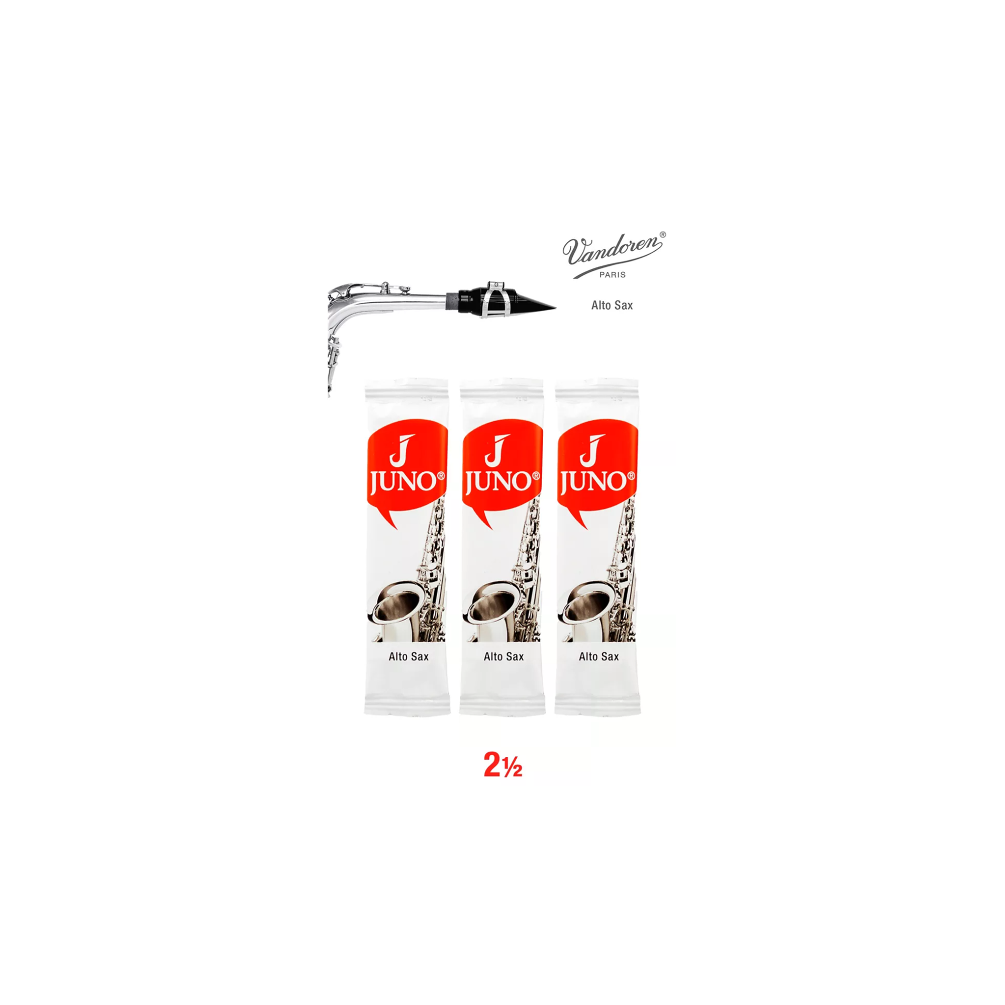 JUNO JSR61253 #2.5 Eb Alto Sax Reeds, Card Of 3