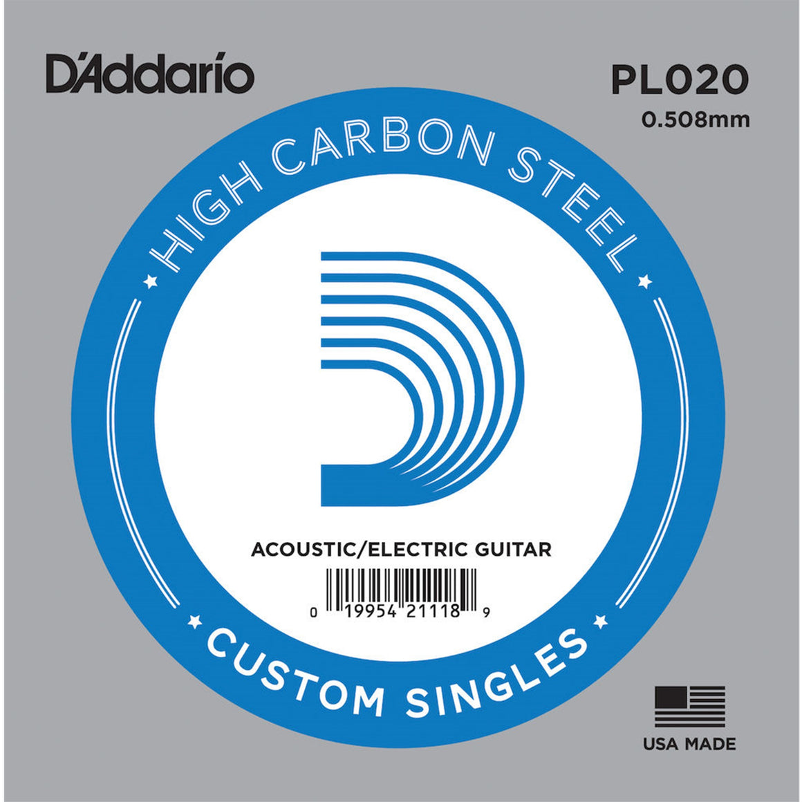 D'ADDARIO PL020 .020 Single Plain Steel String