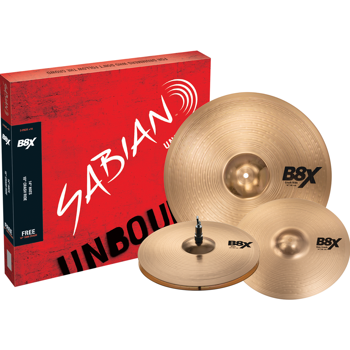 SABIAN 45002X14 B8X 2-Pack Cymbal Set + 14" Crash