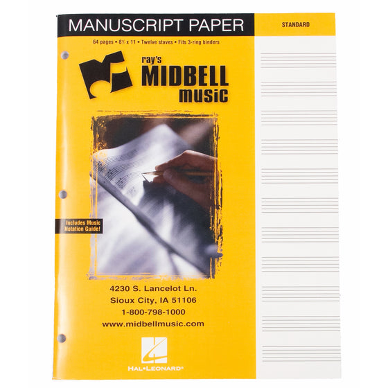 HAL LEONARD HL00210094 Custom Midbell Manuscript Paper (Yellow Cover)