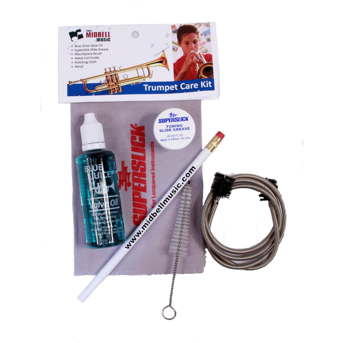 MIDBELL IBRCKL2 Trumpet Care Kit (Brass) w/ Blue Juice - Ray's Midbell Music