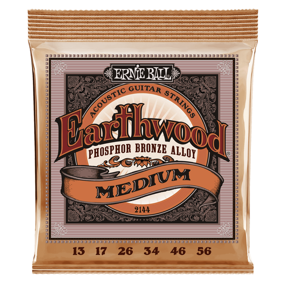 ERNIE BALL P02144 Earthwood Medium Phosphor Bronze Acoustic Guitar Strings (13-56)