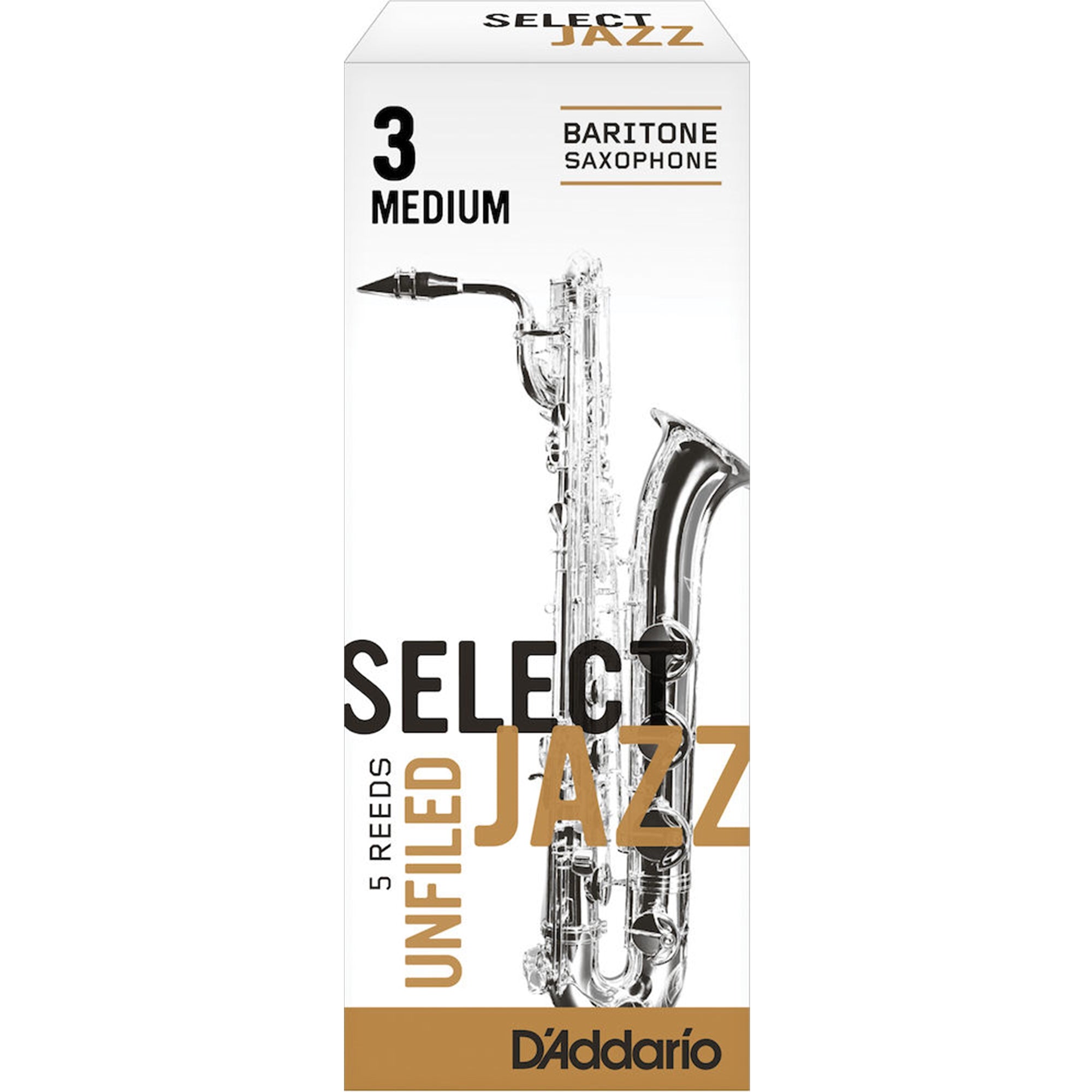 D'ADDARIO RRS05BSX3M #3M Unfiled Baritone Saxophone Reeds, 5-pack