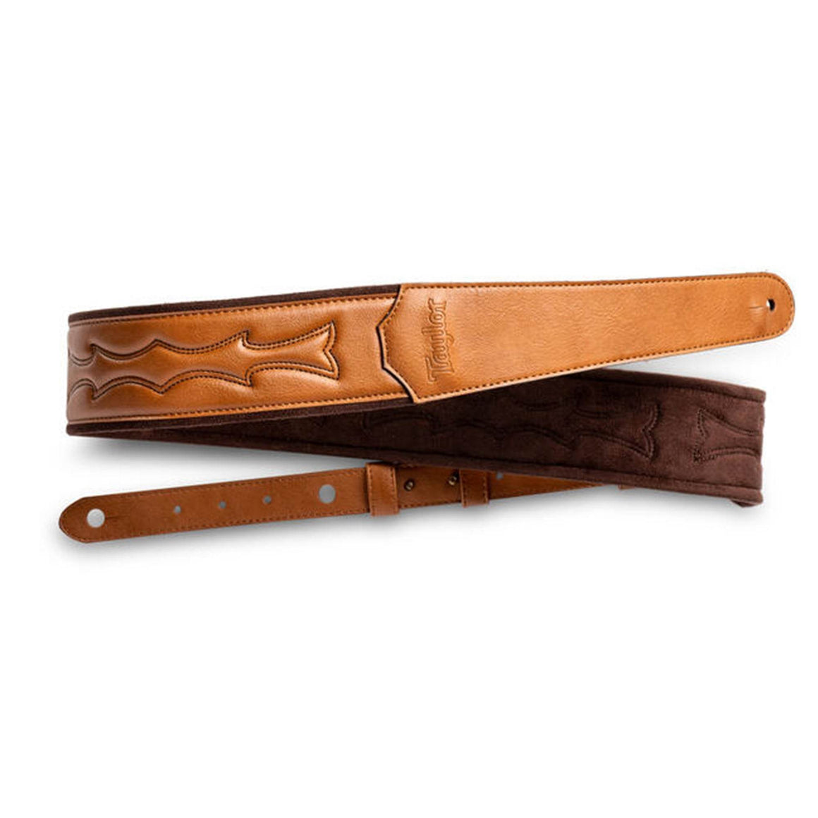 Taylor 420227 Vegan Leather Strap, Tan w/ Stitching, 2.75”, Embossed Logo - Ray's Midbell Music