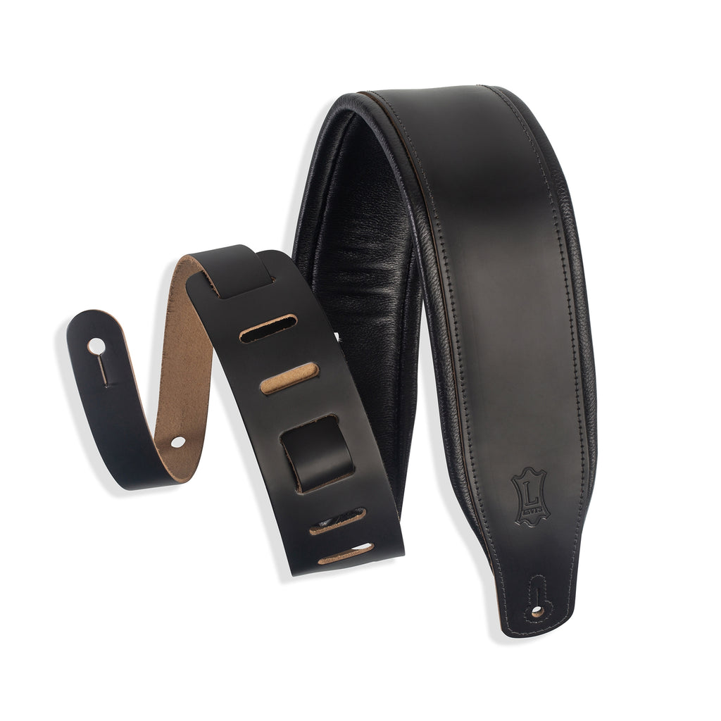 LEVYS M26PDBLK 3" Top Grain Leather Guitar Straps