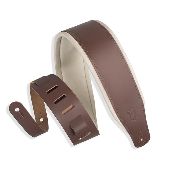 LEVYS M26PDBRNCRM 3" Top Grain Leather Guitar Straps