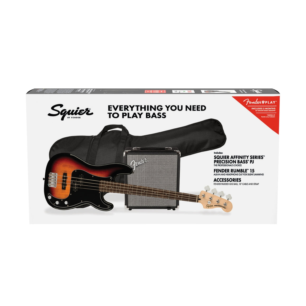 FENDER #0372980000 Affinity Series Precision Bass PJ Pack, Laurel Fingerboard, 3-Color Sunburst