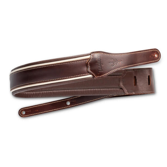 Taylor 410825 2.5" Century Leather Guitar Strap, Medium Cordovan/Cream/Cordovan