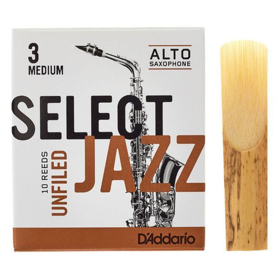 RICO JAZZ SELCT RRS10ASX3M 3 Medium Unfiled Alto Sax Reeds,10 Pack